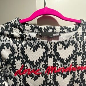 Love Moschino Black and White Long Sleeve Raglan Sweater